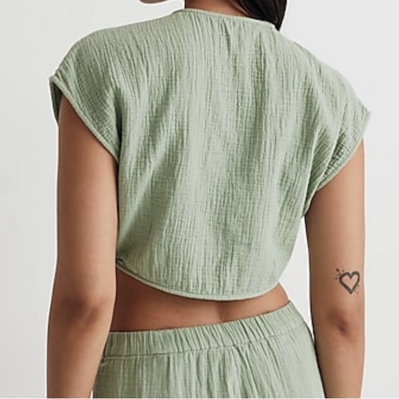 Madewell Double Gauze Tie Front Cropped Top - Picture 5 of 7